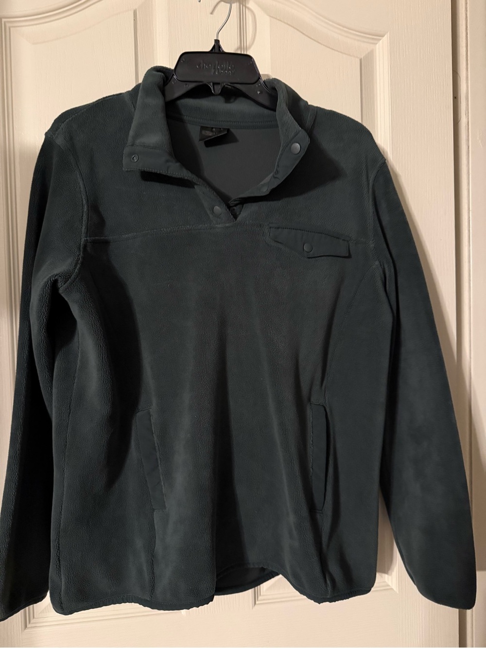 Dark Green Fleece Snap-Front Pullover